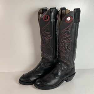 Olathe Tall Buckaroo Boots | Black | Thick Hide | USA Made | Men’s 9.5 D